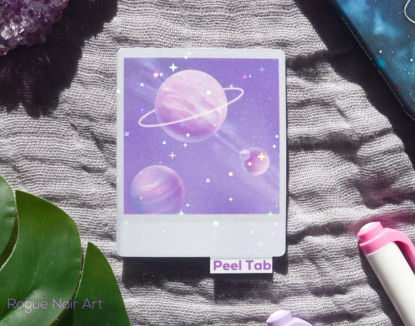 Holographic Aesthetic Sticker: Pastel Planets
