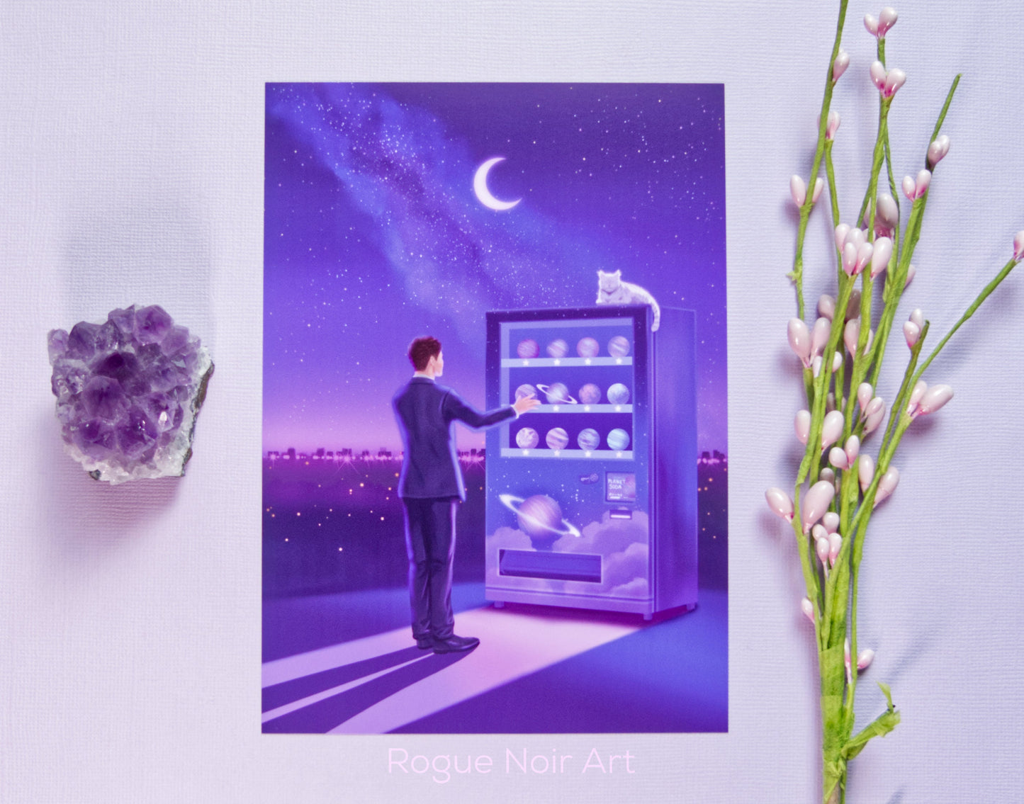 Dreamy Purple Celestial Art Print - Fantasy Illustration