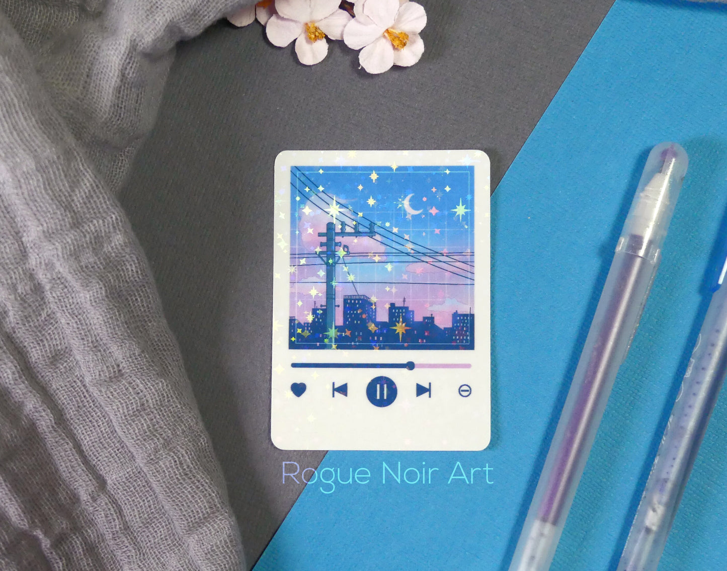 Holographic Lofi Sticker: Aesthetic Music Player