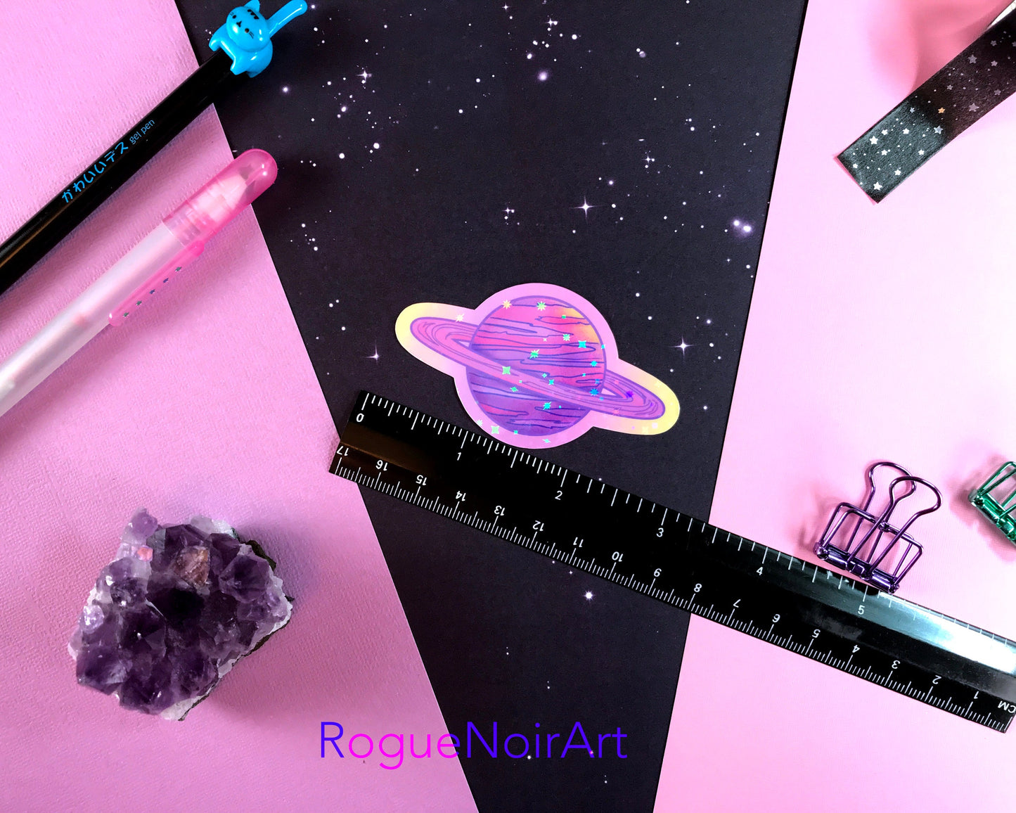 Holographic Purple Planet Stickers