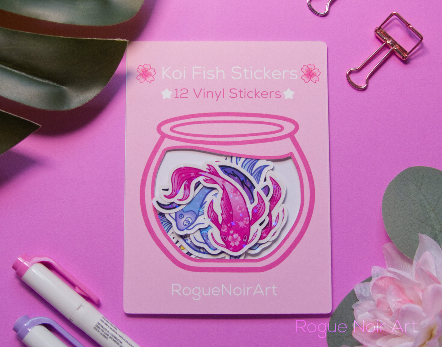 Koi Fish Holographic Sticker Pack | 12 Vinyl Stickers