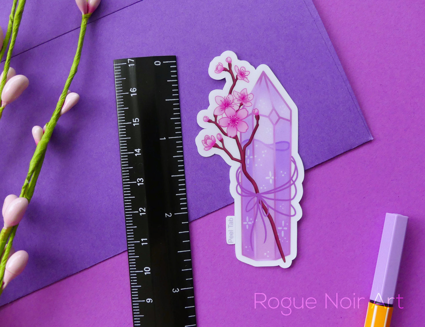 Crystal and Sakura Die Cut Sticker | Holographic or Matte Finish