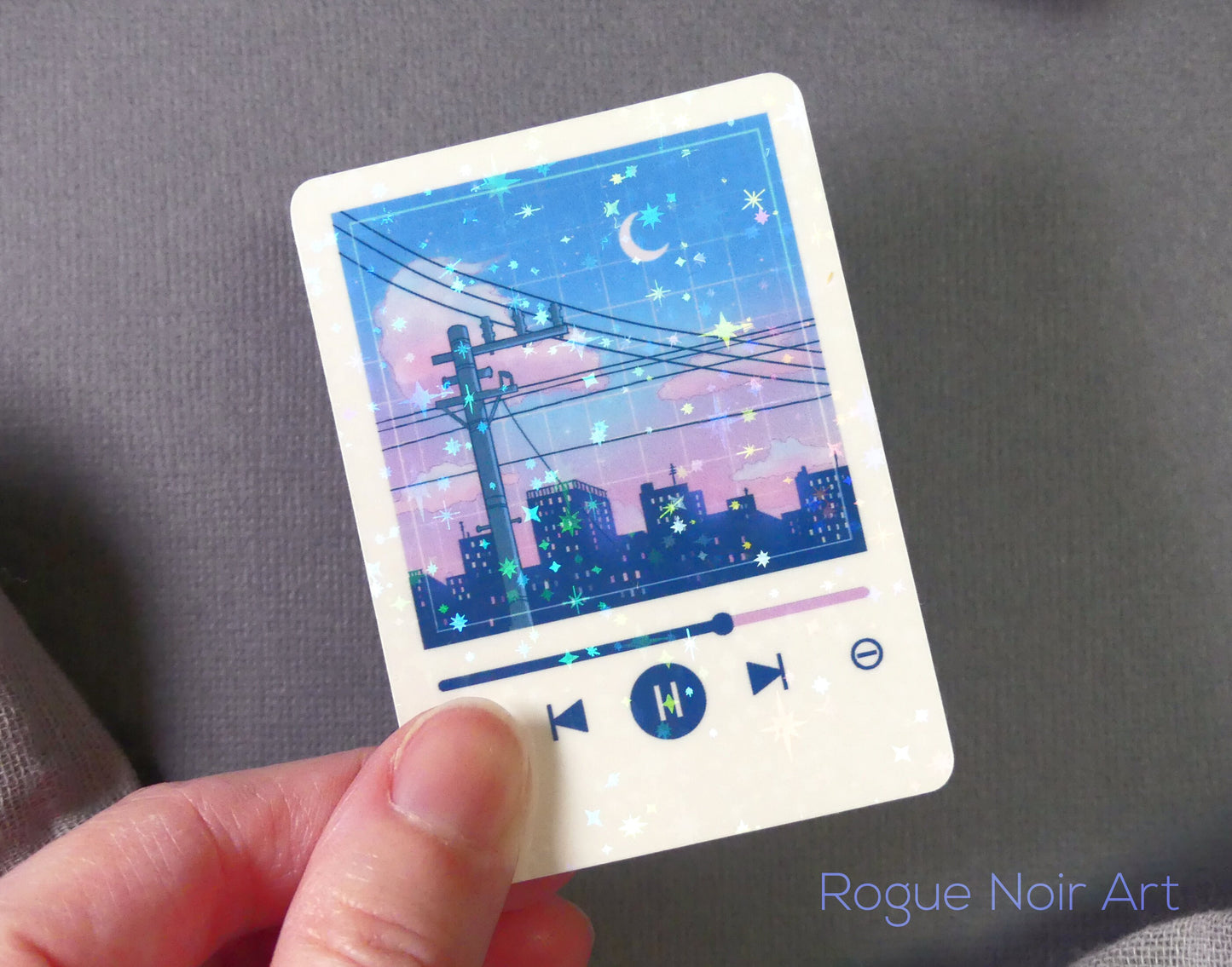 Holographic Lofi Sticker: Aesthetic Music Player