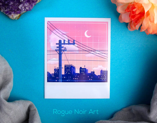 Polaroid Art Print: Lofi City (Peach Edition)