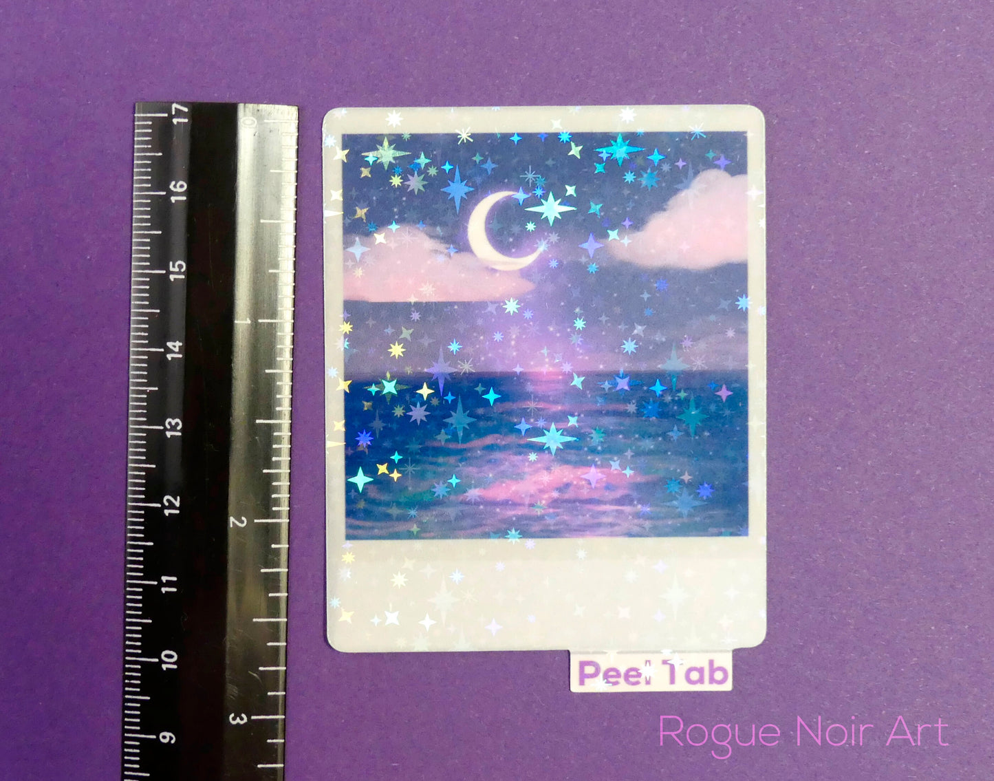 Holographic Ocean Polaroid Sticker