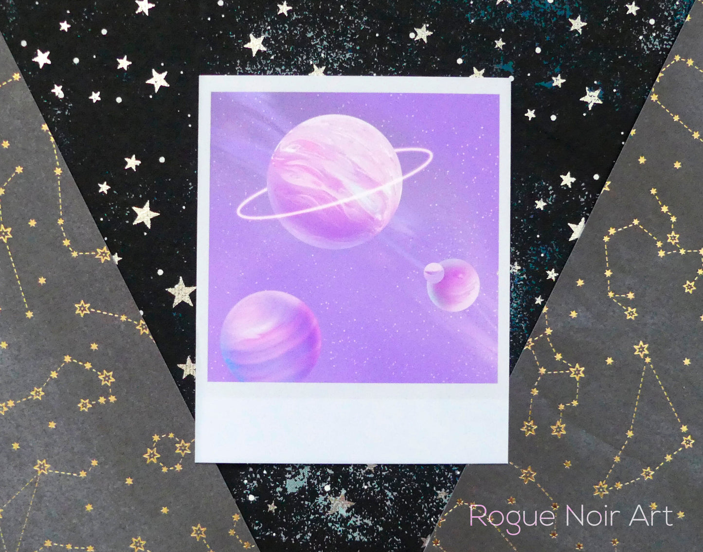 Polaroid Art Print: Pastel Planets