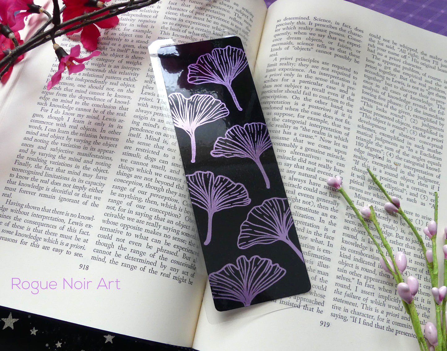 Gingko Leaves Foil Bookmark - Gold, White, Lilac, Teal, or Silver