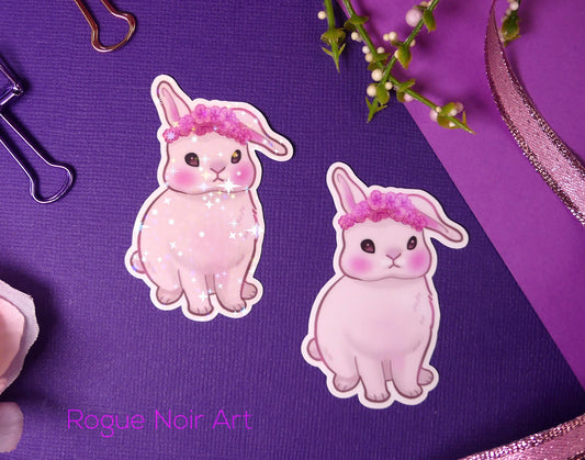 Cute Bunny Stickers: Holographic or Matte