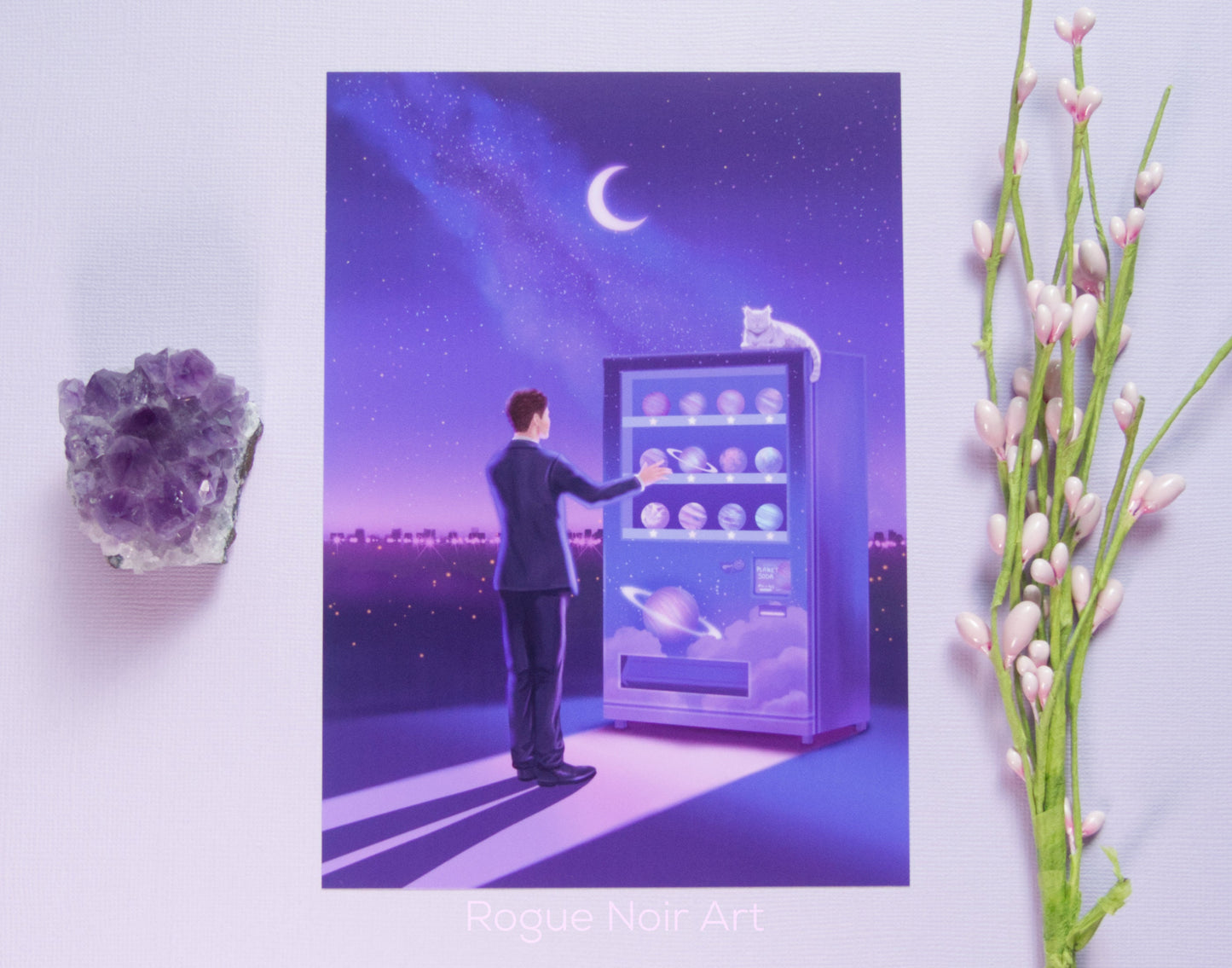 Dreamy Purple Celestial Art Print - Fantasy Illustration