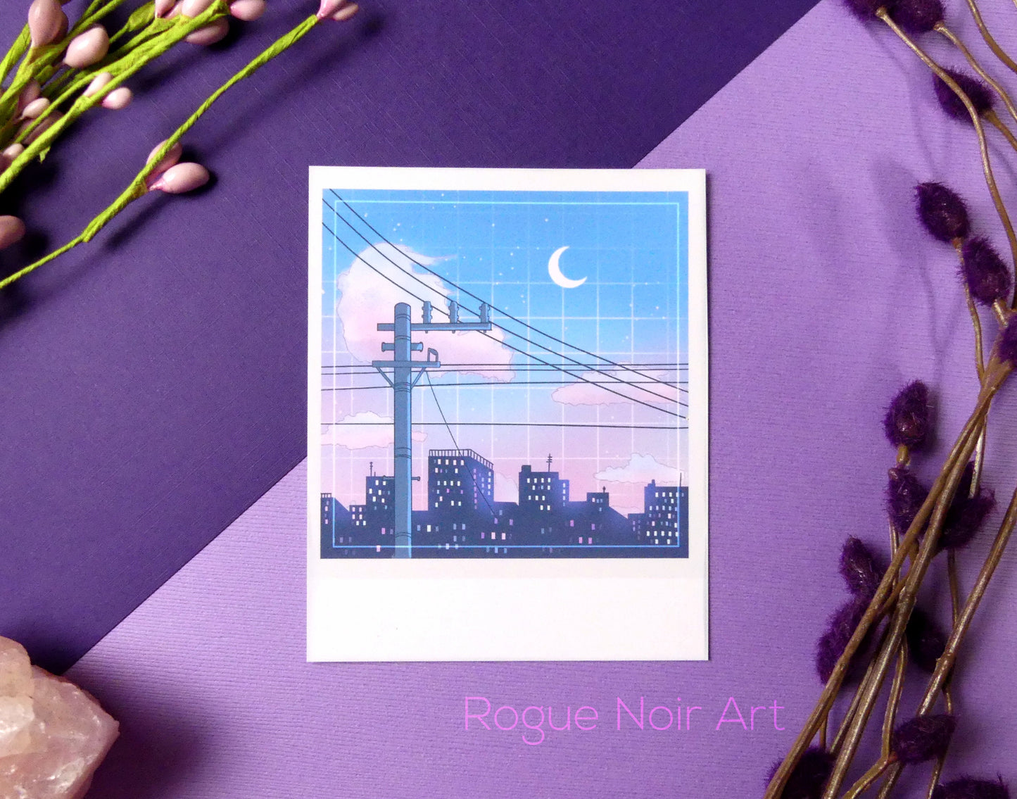 Polaroid Art Print: Lofi City Aesthetic Mini Art Print