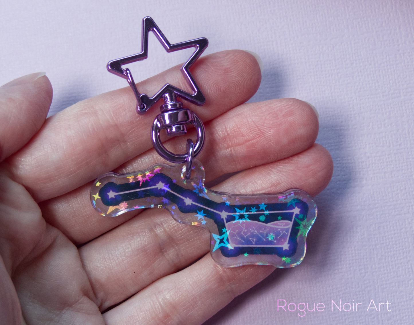Cute Celestial Bag Charm Acrylic Galaxy Keychain - Aesthetic Holographic Acrylic Keychain