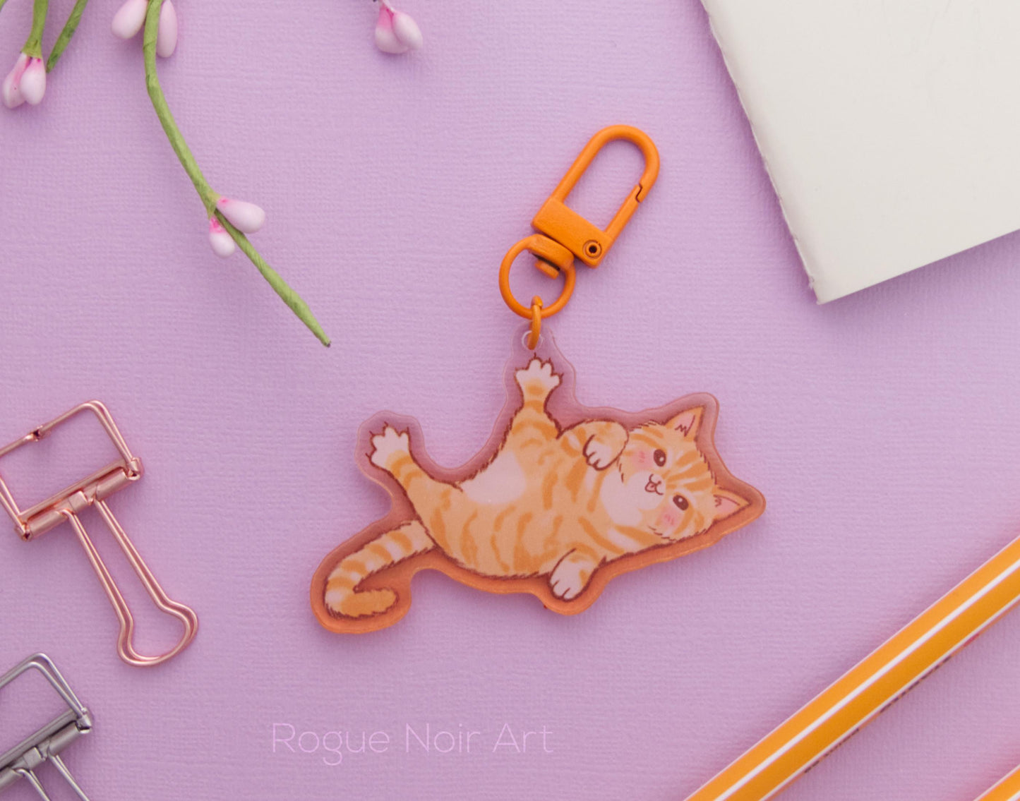 Cute Orange Cat Acrylic Keychain