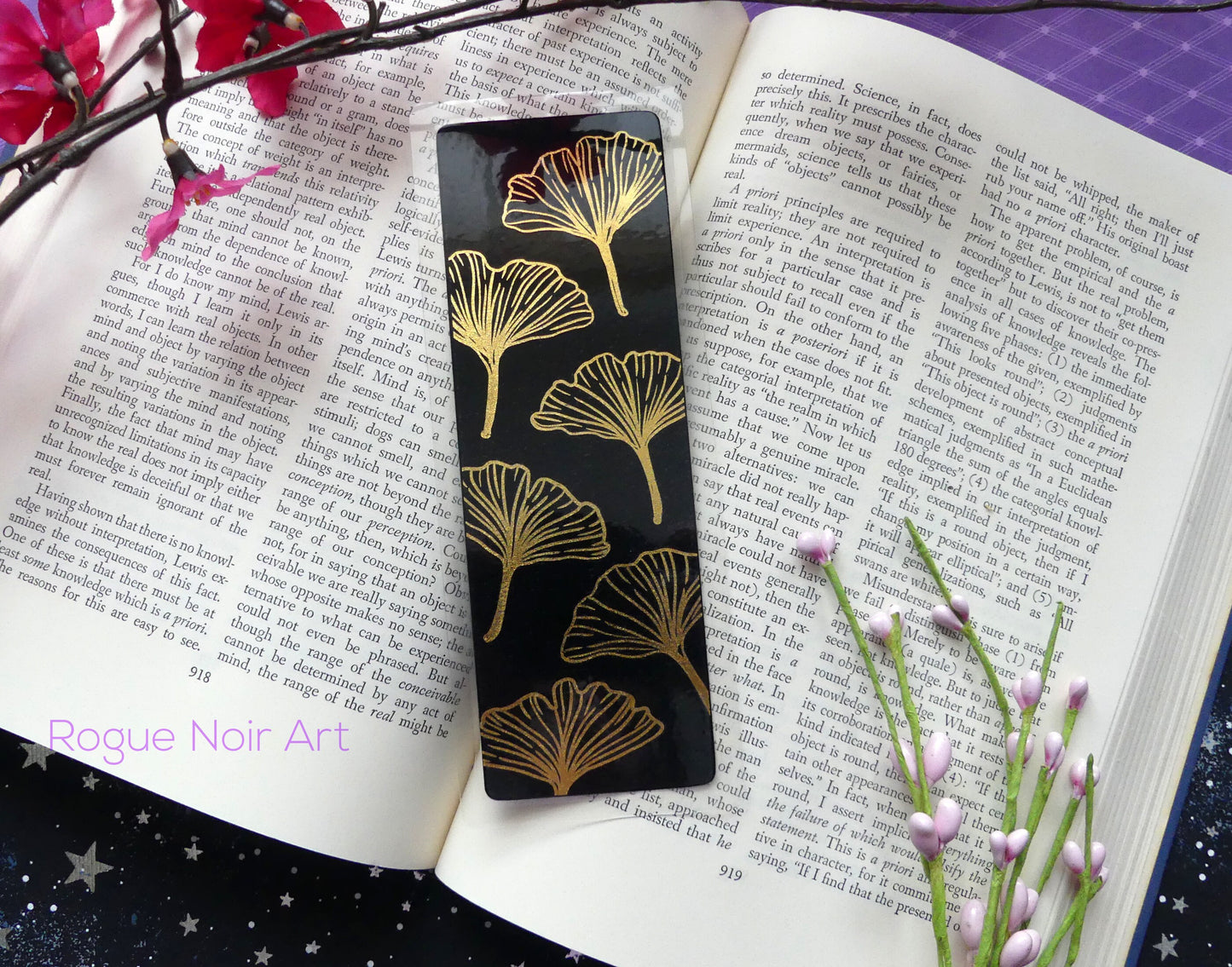 Gingko Leaves Foil Bookmark - Gold, White, Lilac, Teal, or Silver