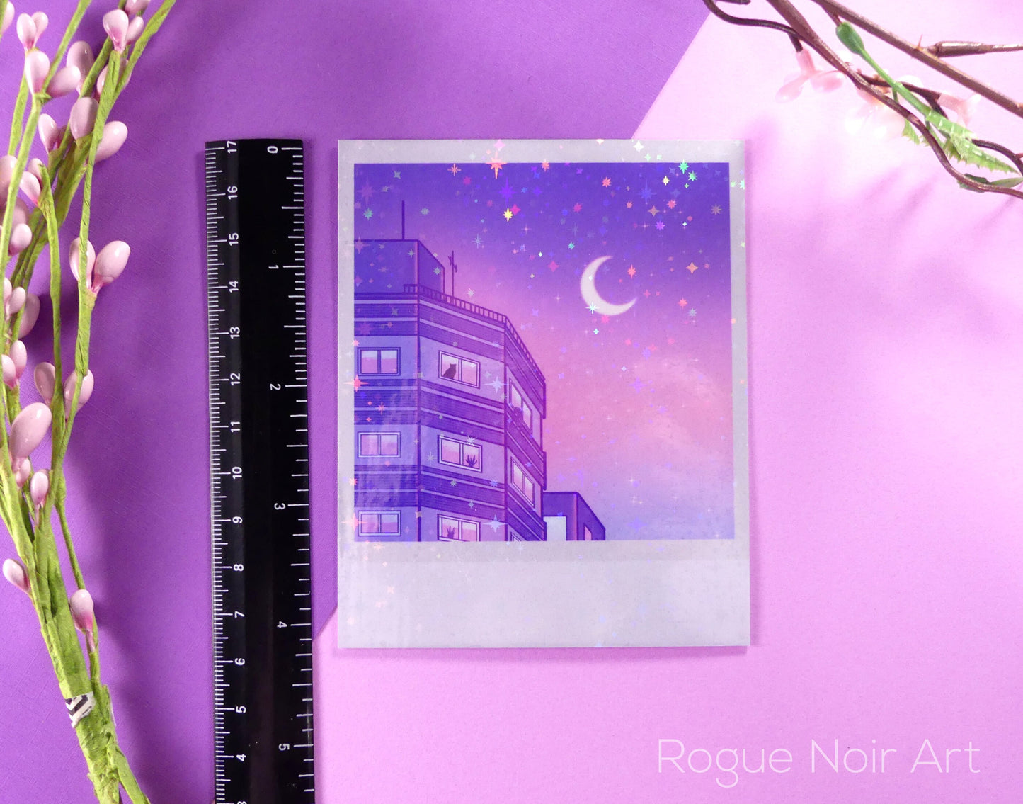 Holographic Polaroid Art Print: Lofi Sky