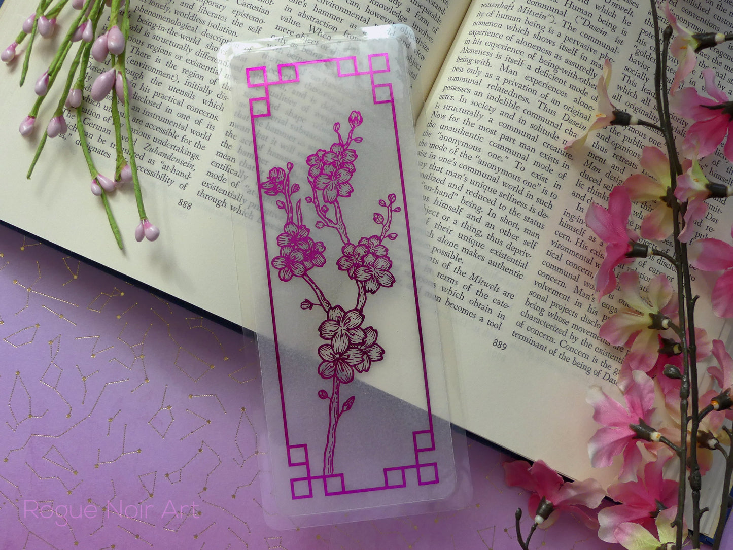Sakura Foil Bookmark | Holographic Silver, Magenta, Pink, or Lilac