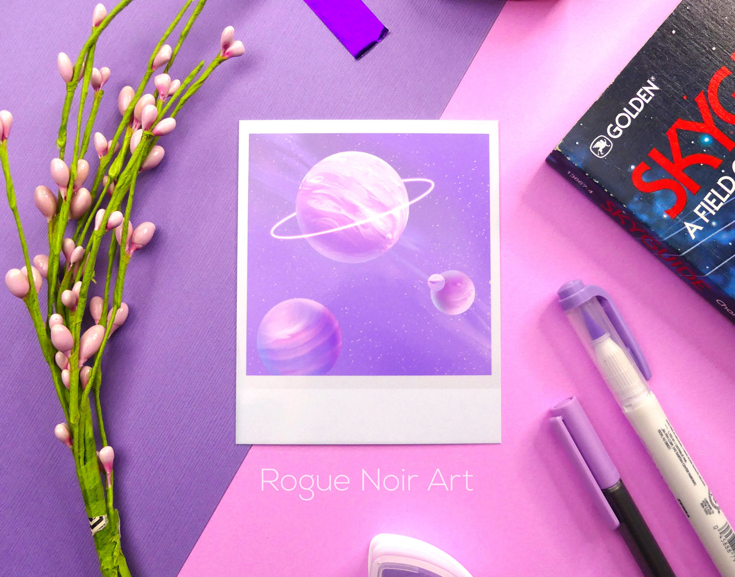 Polaroid Art Print: Pastel Planets