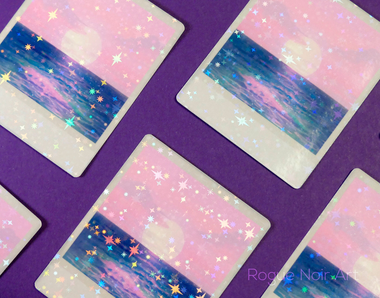 Holographic Ocean Sticker: Pastel Beach