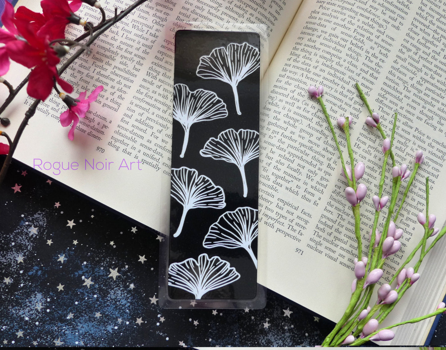 Gingko Leaves Foil Bookmark - Gold, White, Lilac, Teal, or Silver