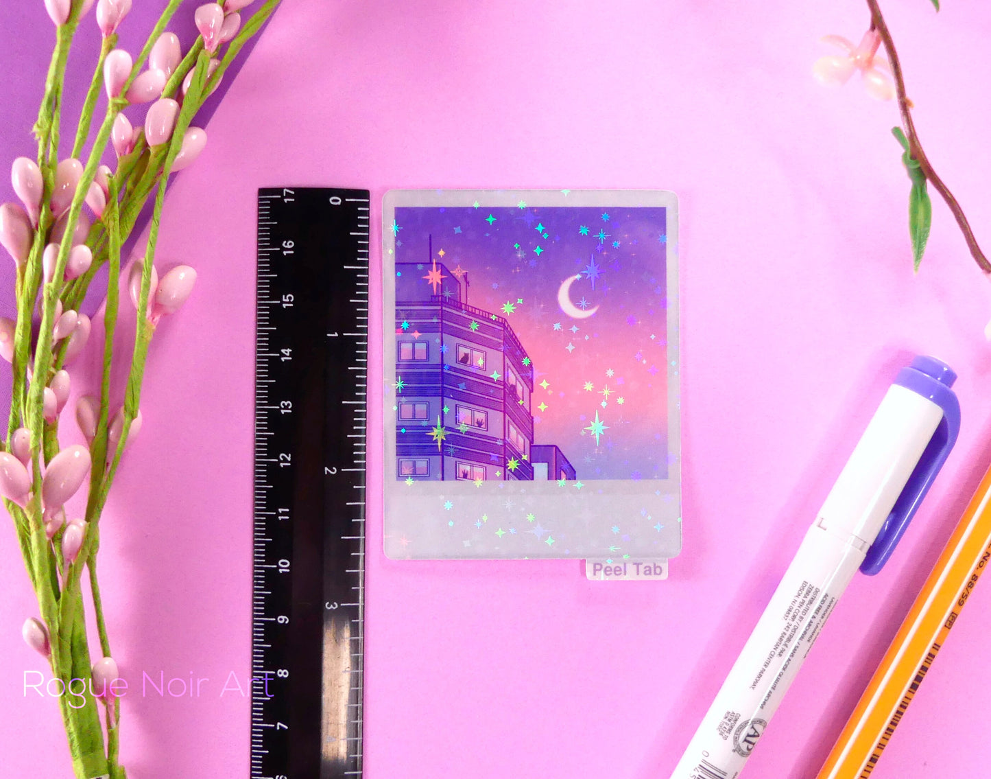 Holographic Aesthetic Sticker: Lofi Sky