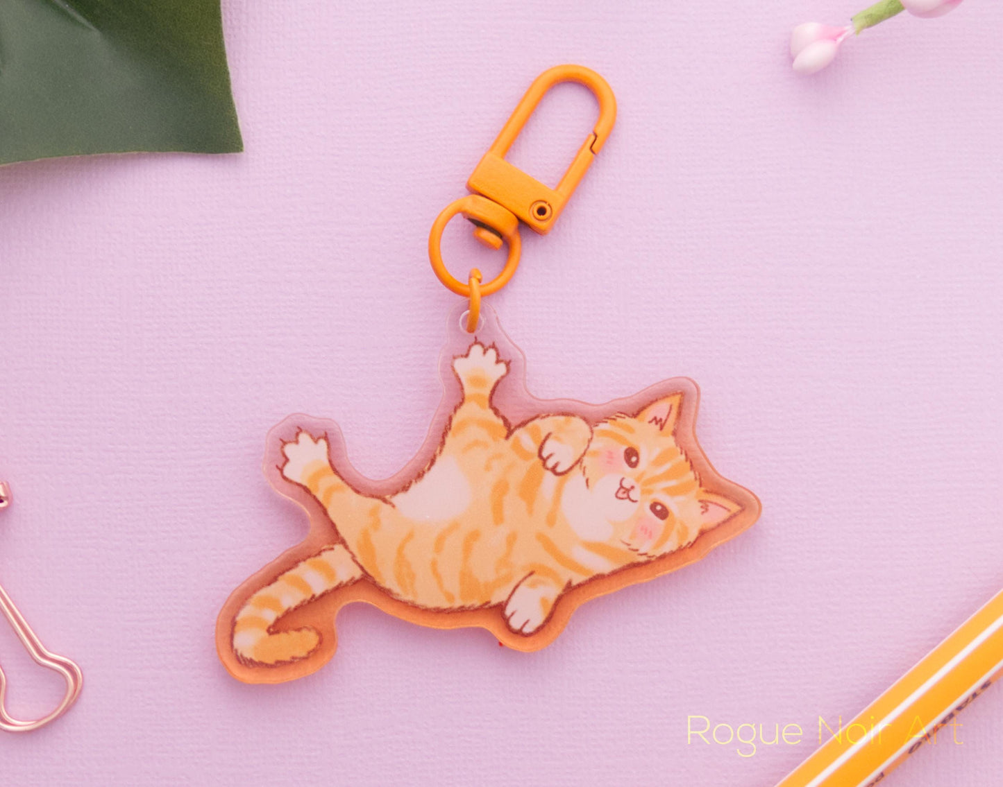 Cute Orange Cat Acrylic Keychain