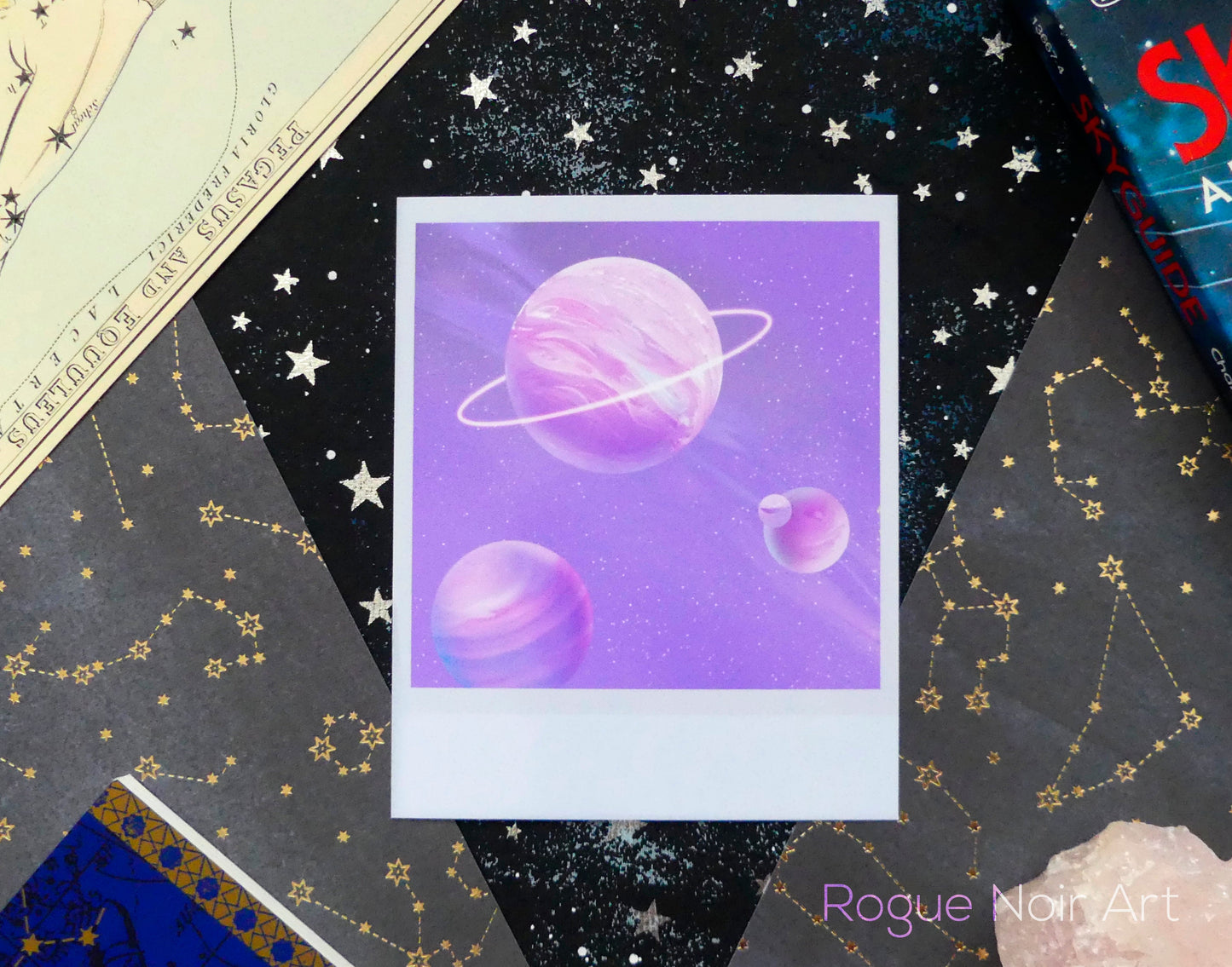Polaroid Art Print: Pastel Planets