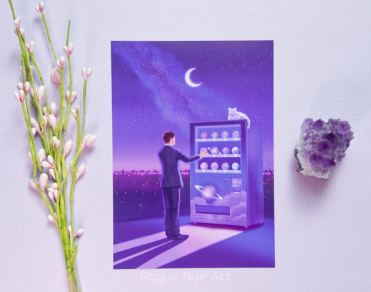 Dreamy Purple Celestial Art Print - Fantasy Illustration