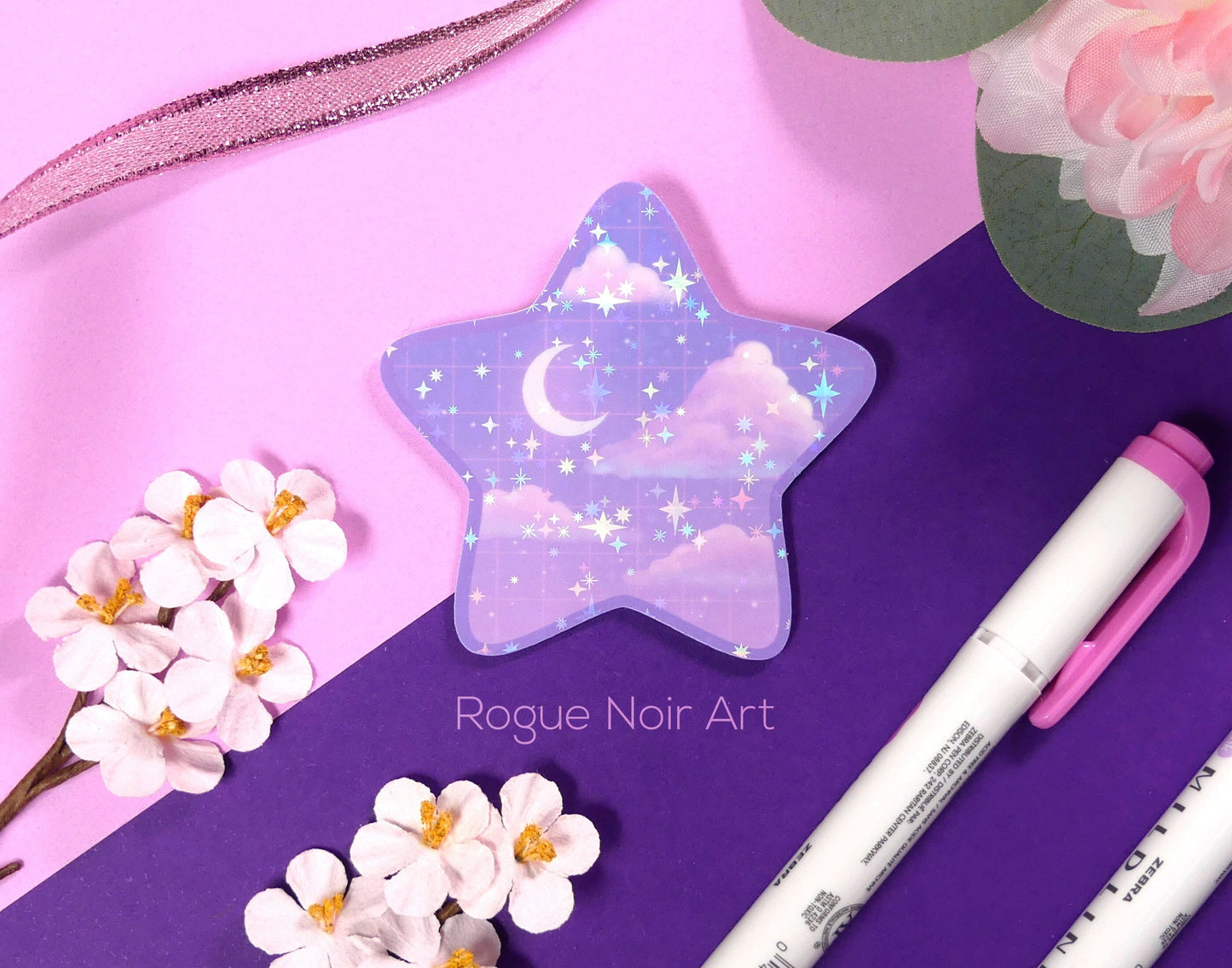 Holographic Aesthetic Sticker: Lofi Stars