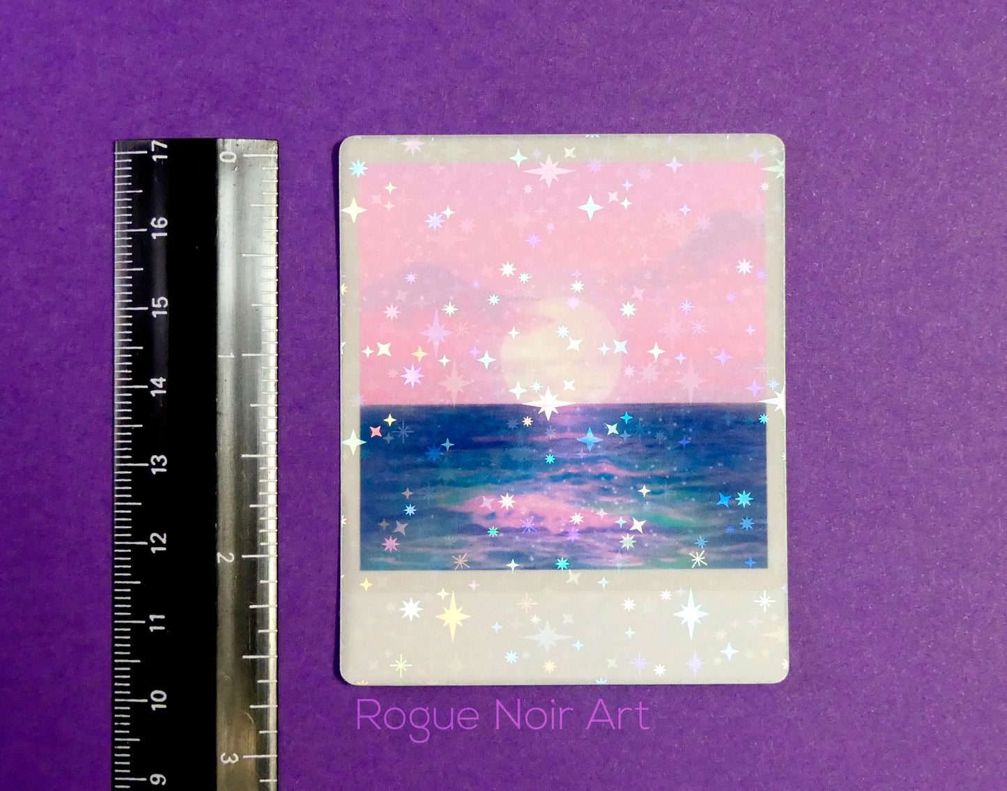 Holographic Ocean Sticker: Pastel Beach