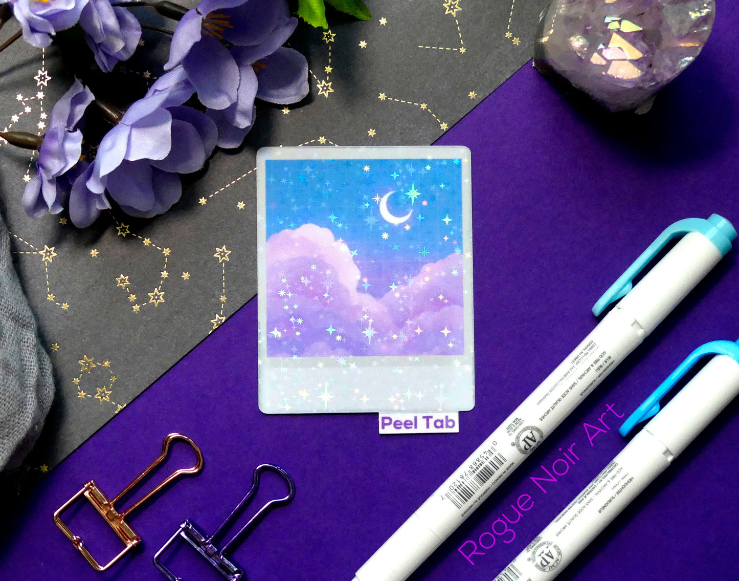 Holographic Polaroid Sticker: Dreamy Clouds
