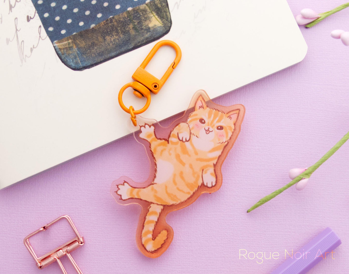Cute Orange Cat Acrylic Keychain