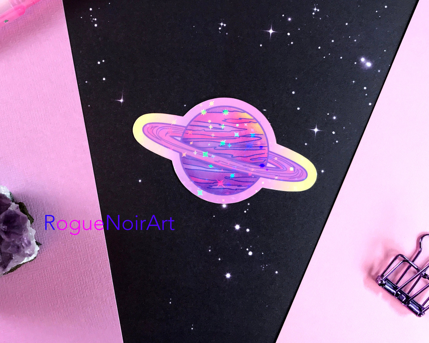 Holographic Purple Planet Stickers