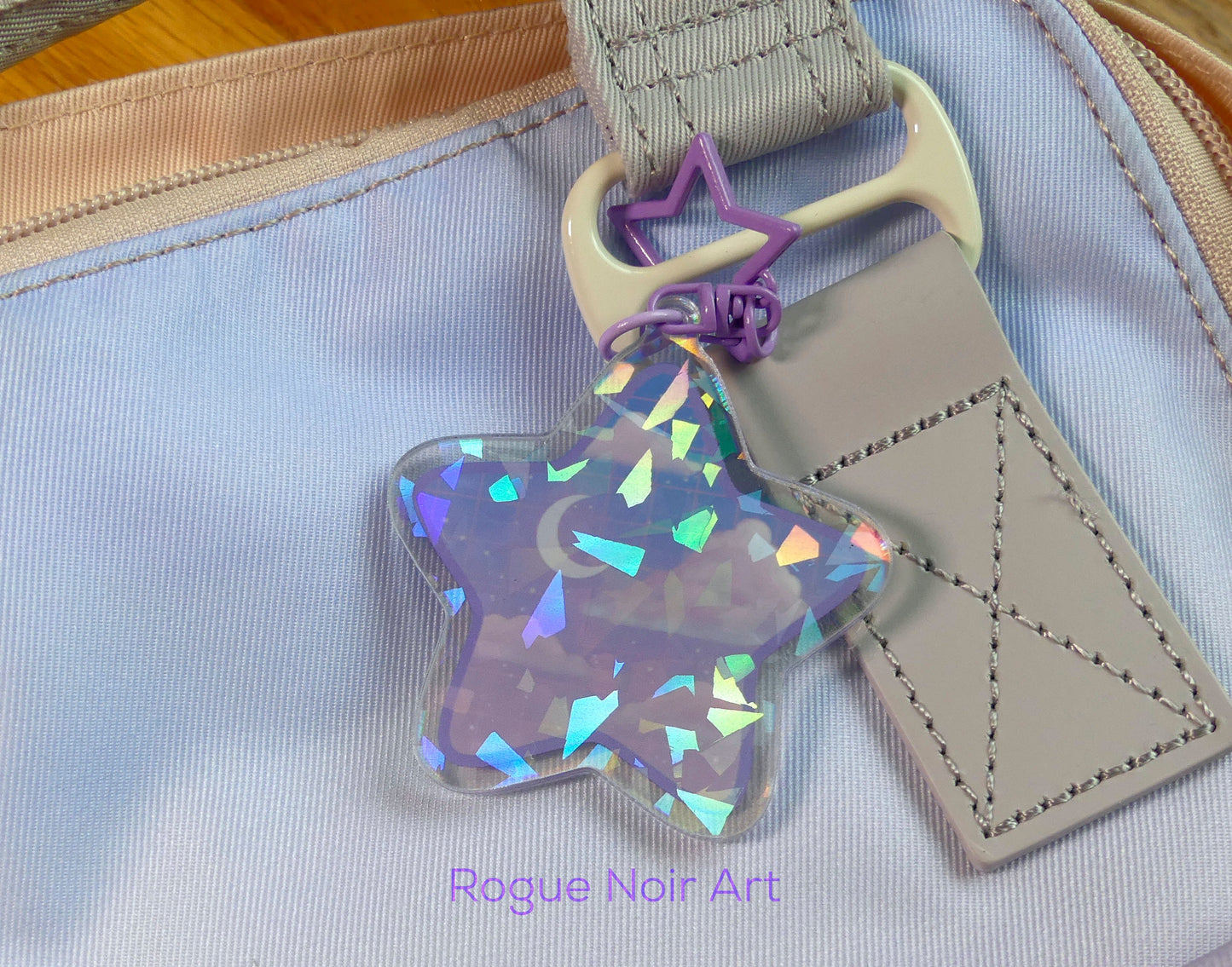 Holographic Acrylic Keychain - Starry Clouds Charm - Dreamy Aesthetic Gift - Celestial Vibes - Acrylic Charm