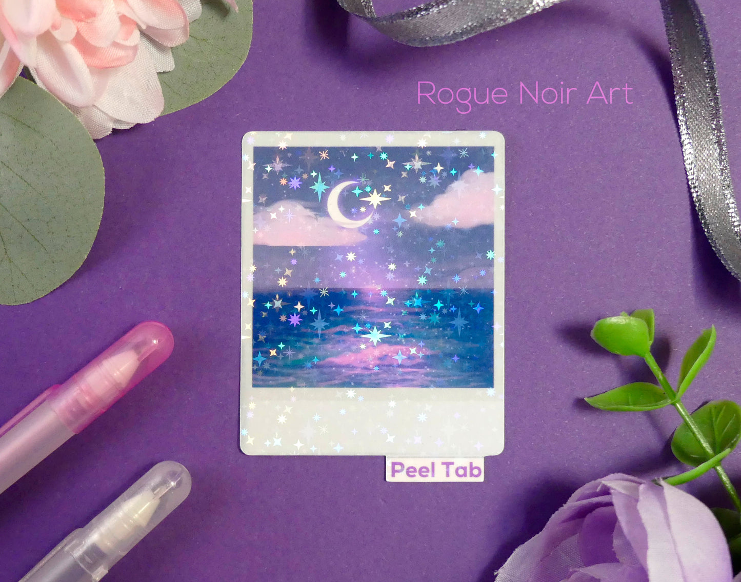 Holographic Ocean Polaroid Sticker