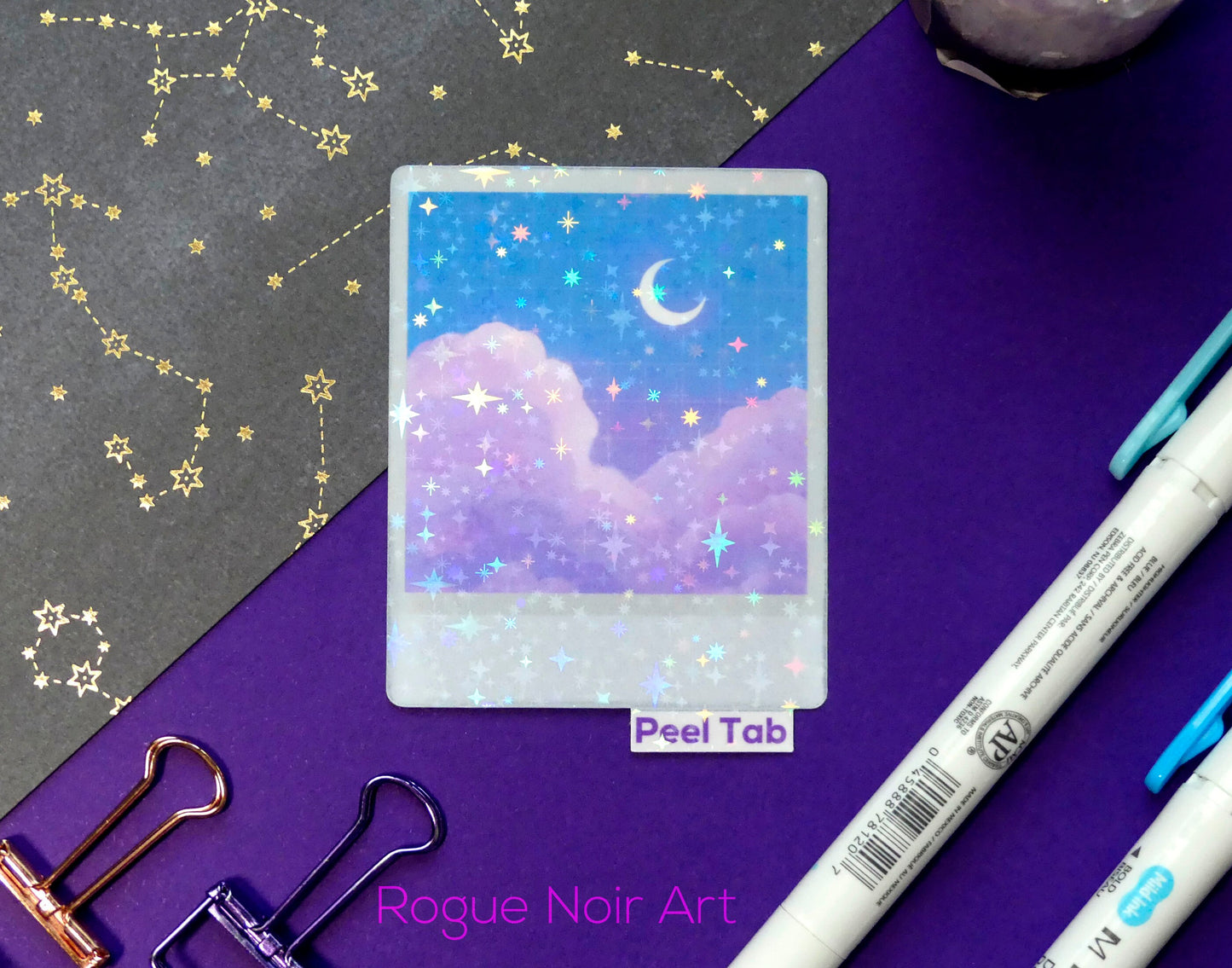 Holographic Polaroid Sticker: Dreamy Clouds
