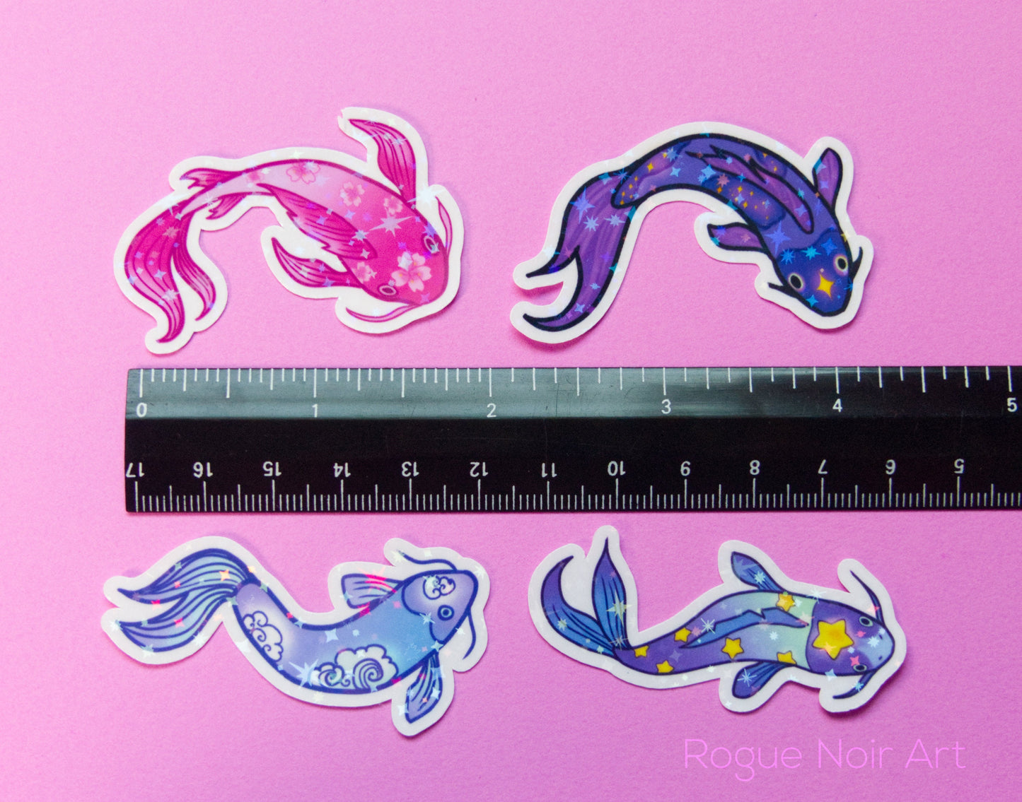 Koi Fish Holographic Sticker Pack | 12 Vinyl Stickers