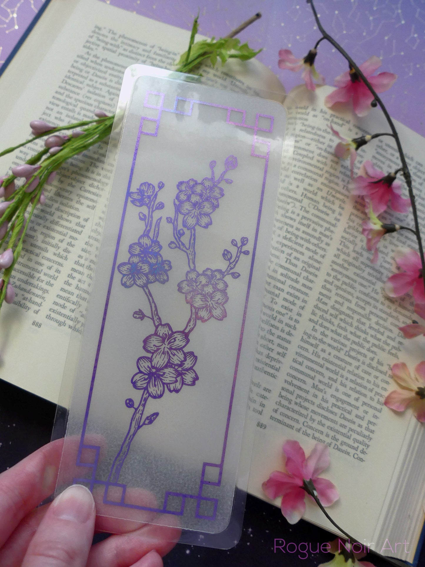 Sakura Foil Bookmark | Holographic Silver, Magenta, Pink, or Lilac