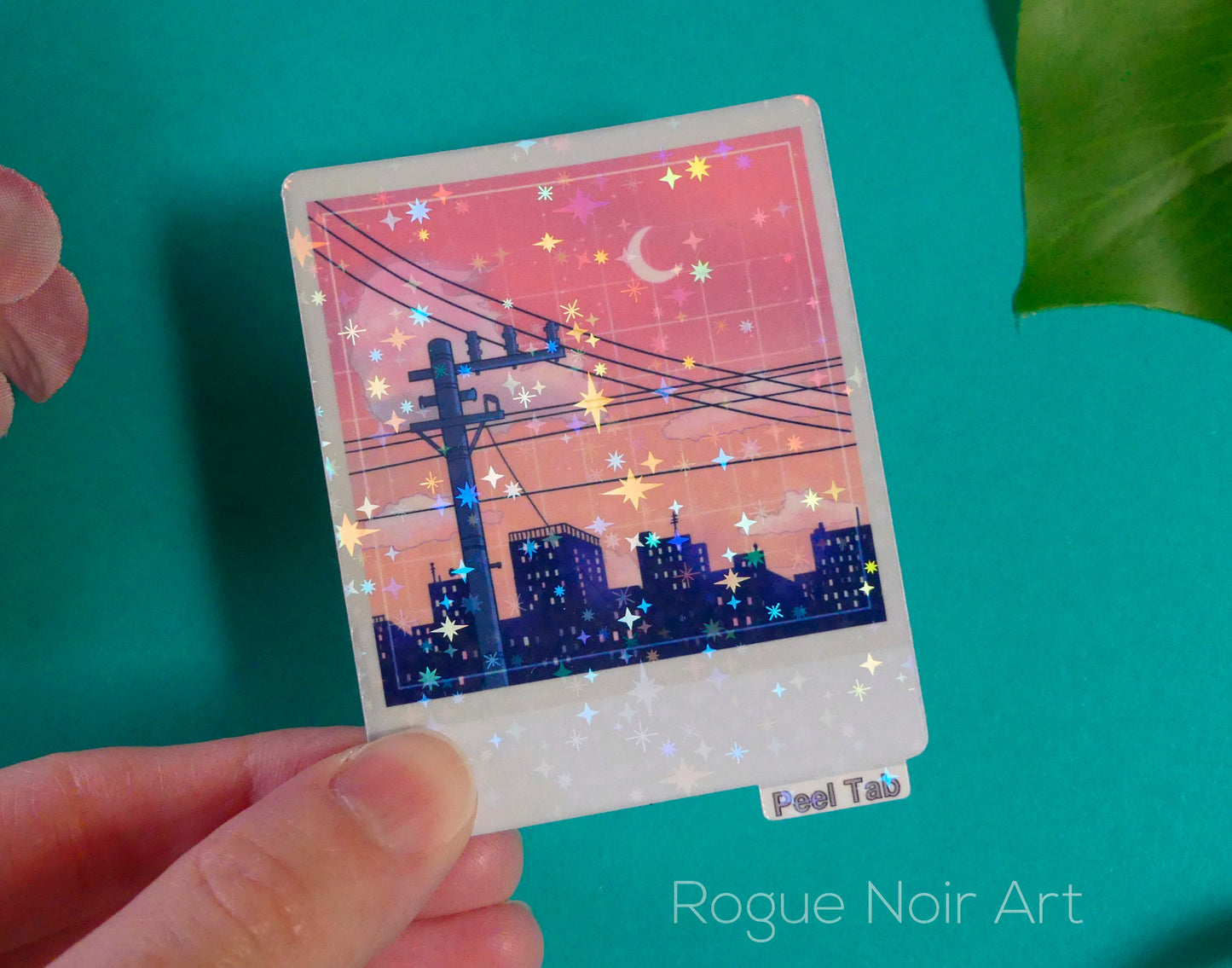 Holographic Aesthetic Sticker: Lofi Peach City