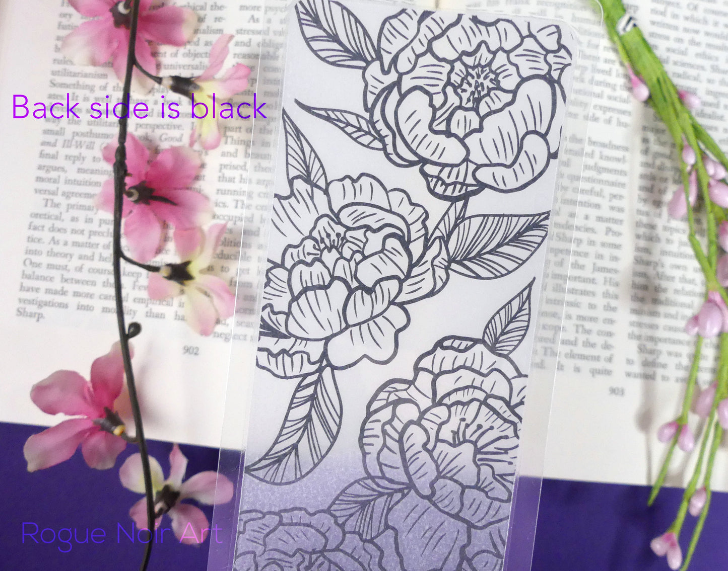 Peony Flower Bookmark - Foil and Vellum