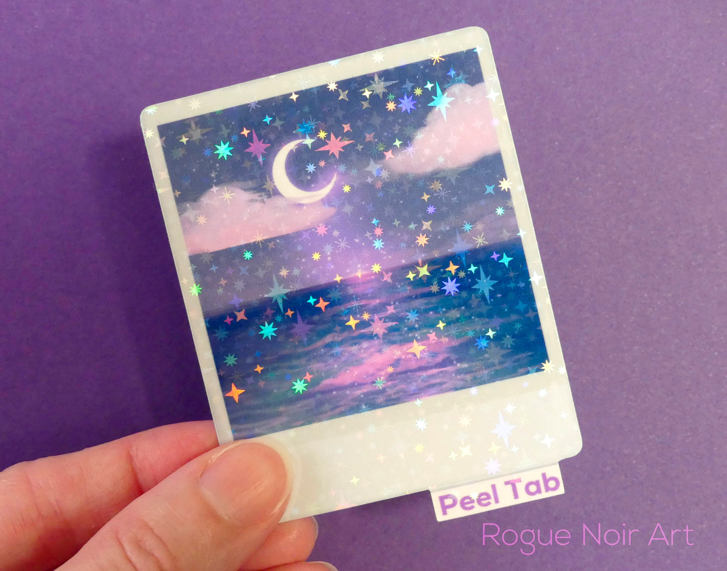 Holographic Ocean Polaroid Sticker