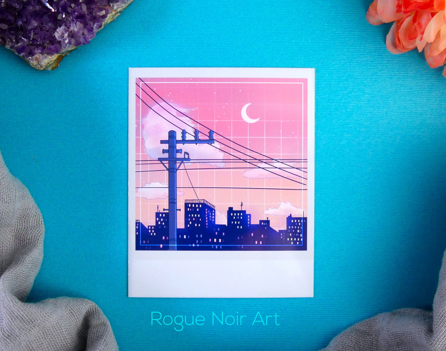 Polaroid Art Print: Lofi City (Peach Edition)