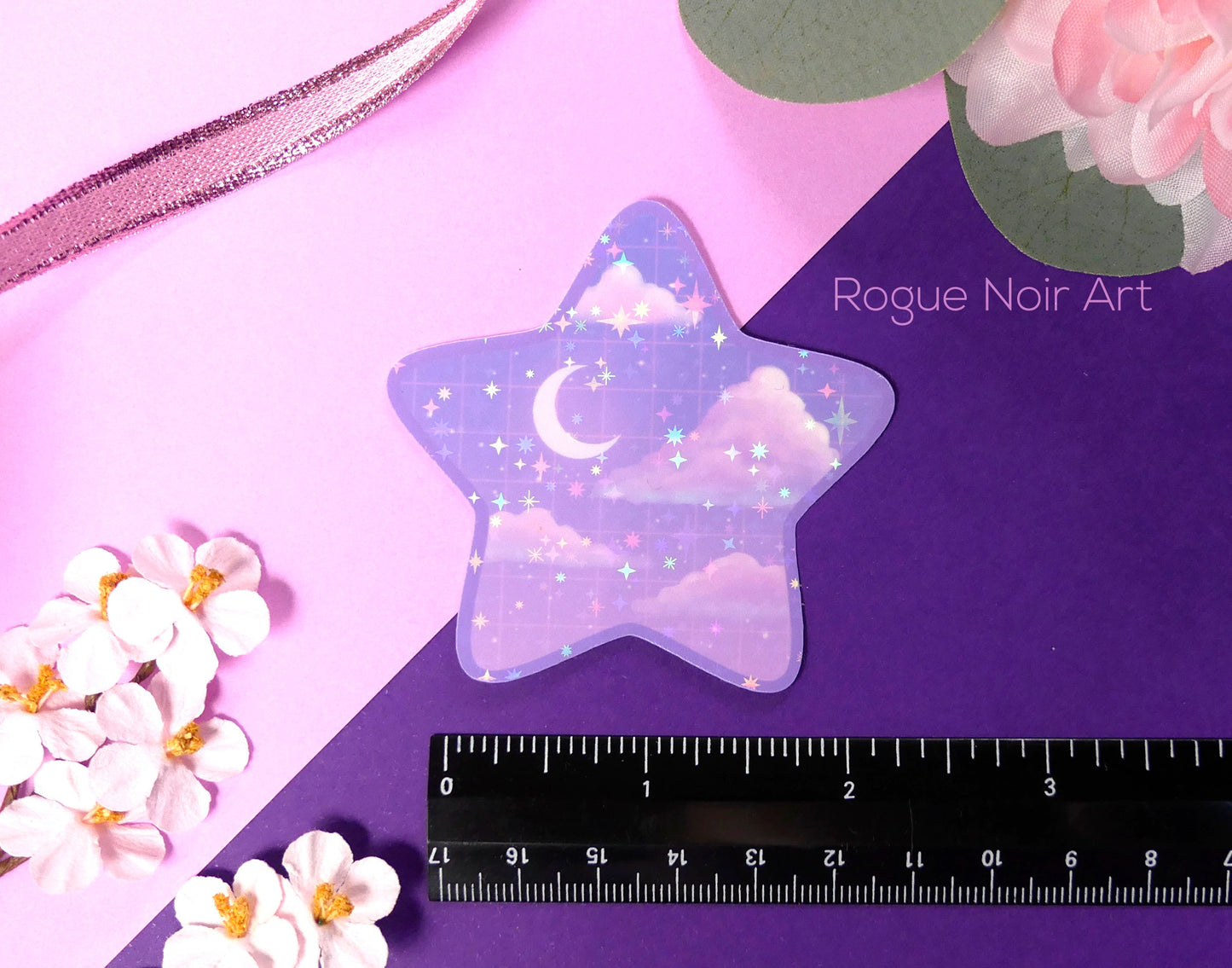 Holographic Aesthetic Sticker: Lofi Stars