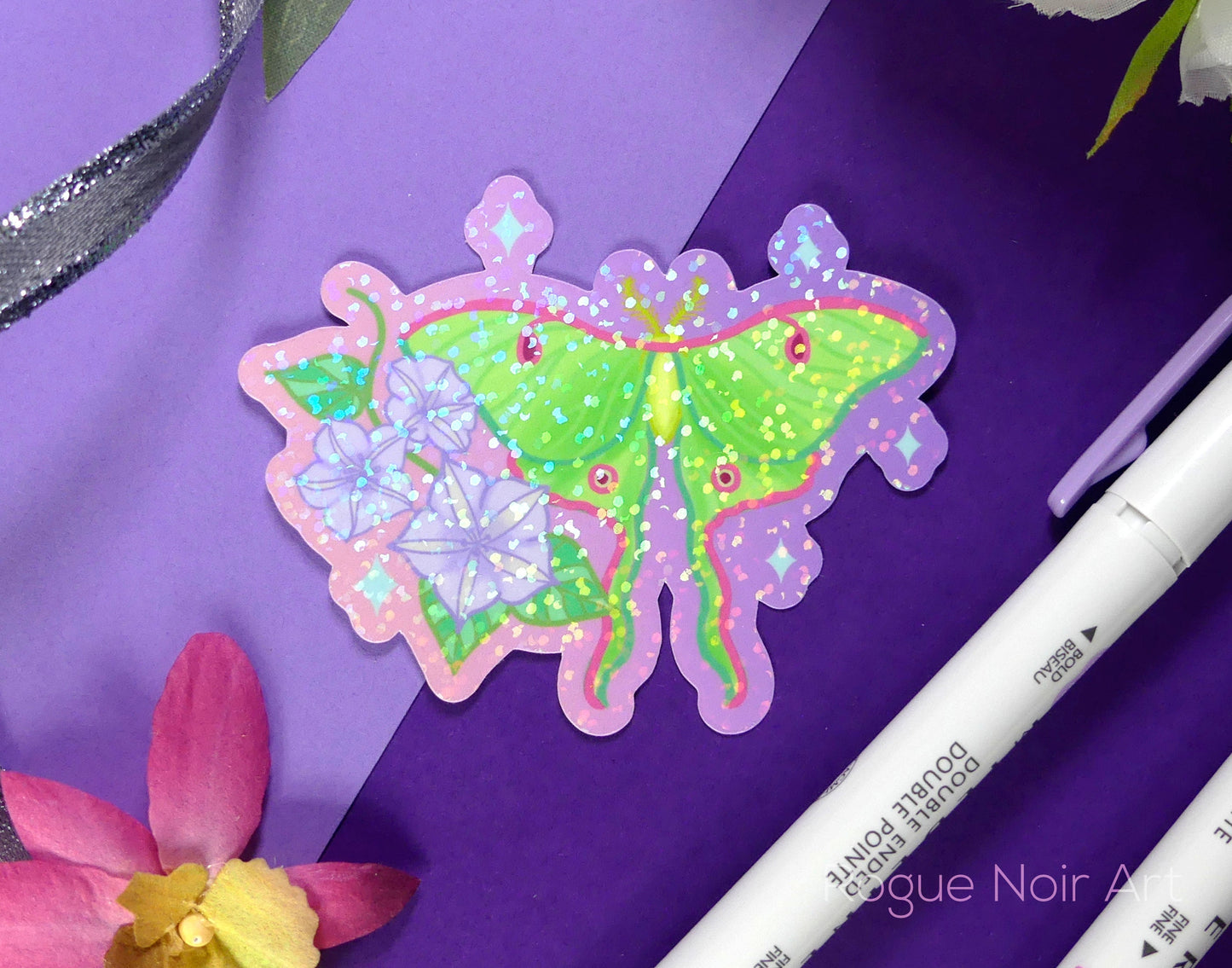 Holographic Luna Moth Sticker