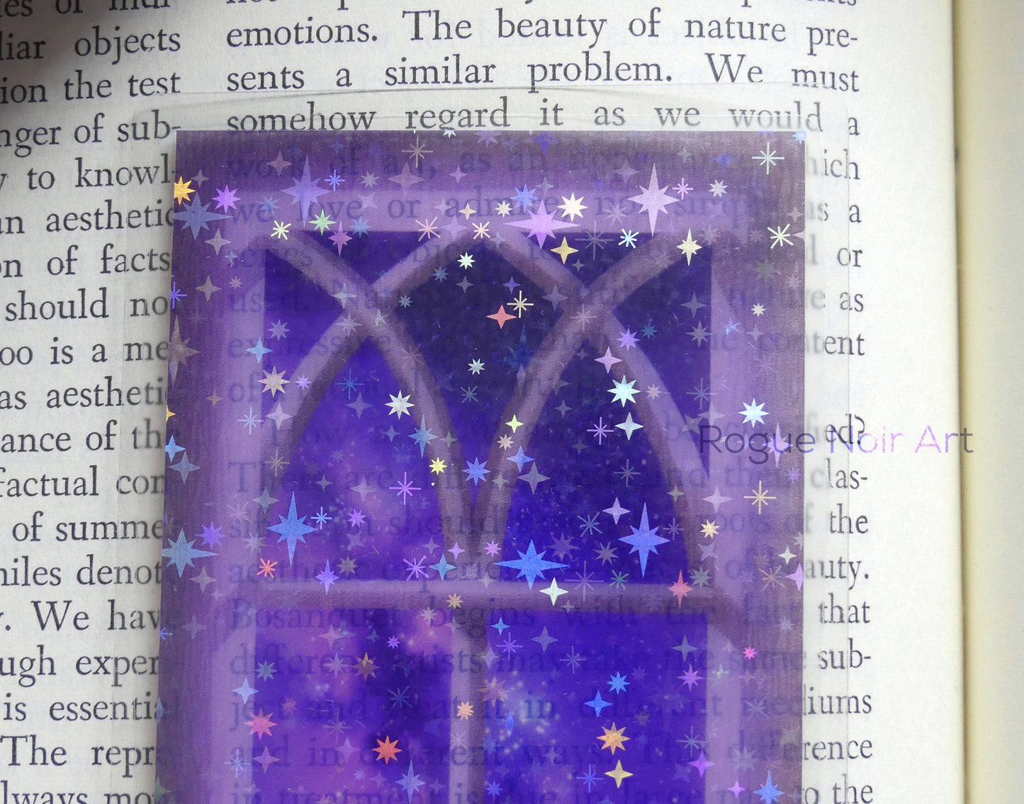 Holographic Translucent Bookmark - Cosmic Star Window