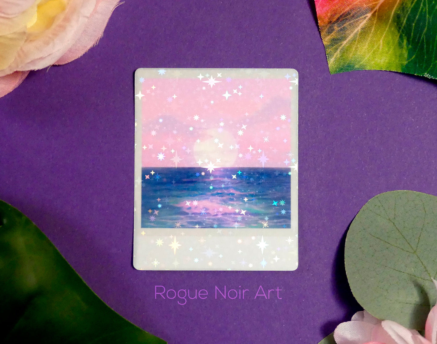 Holographic Ocean Sticker: Pastel Beach