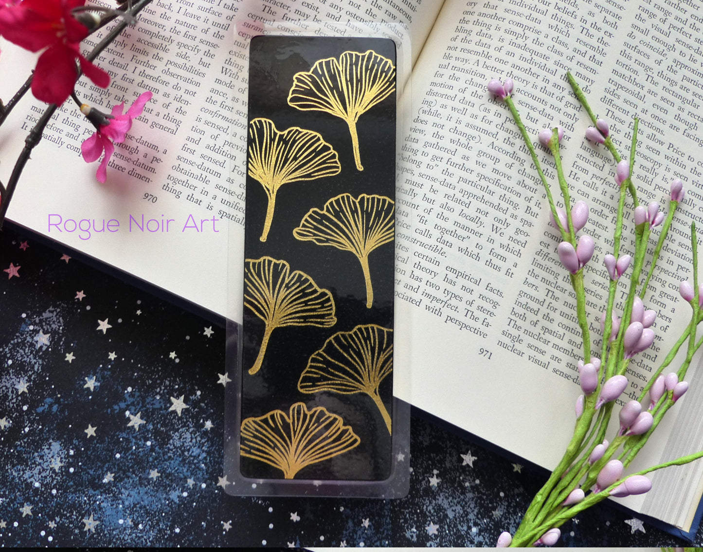 Gingko Leaves Foil Bookmark - Gold, White, Lilac, Teal, or Silver