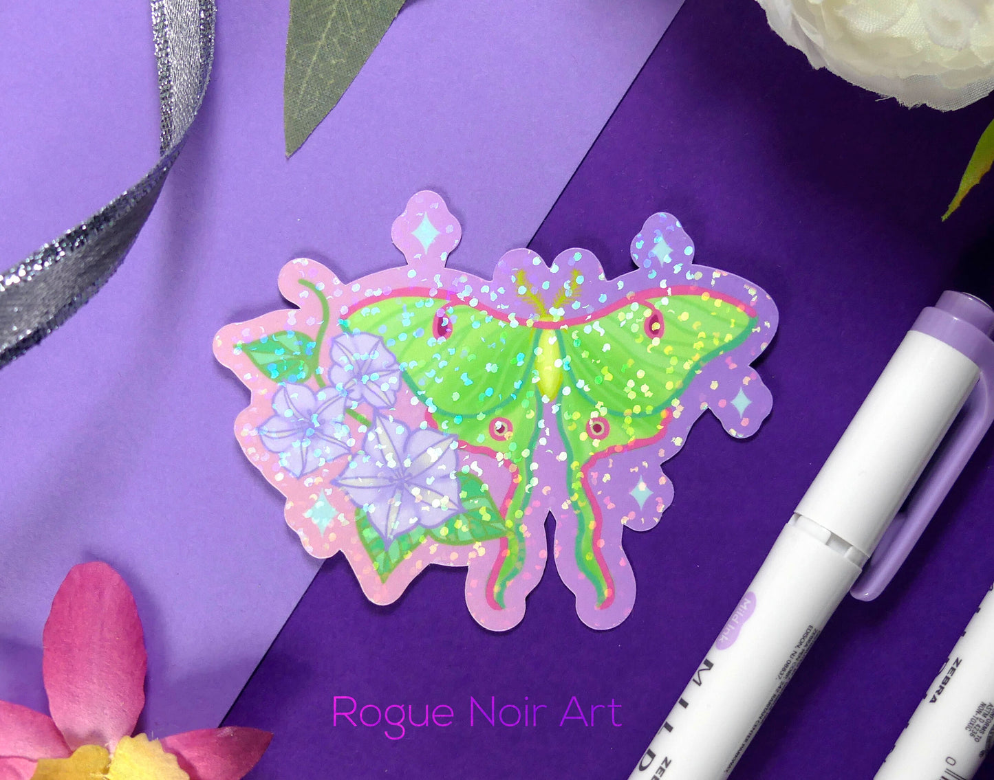 Holographic Luna Moth Sticker