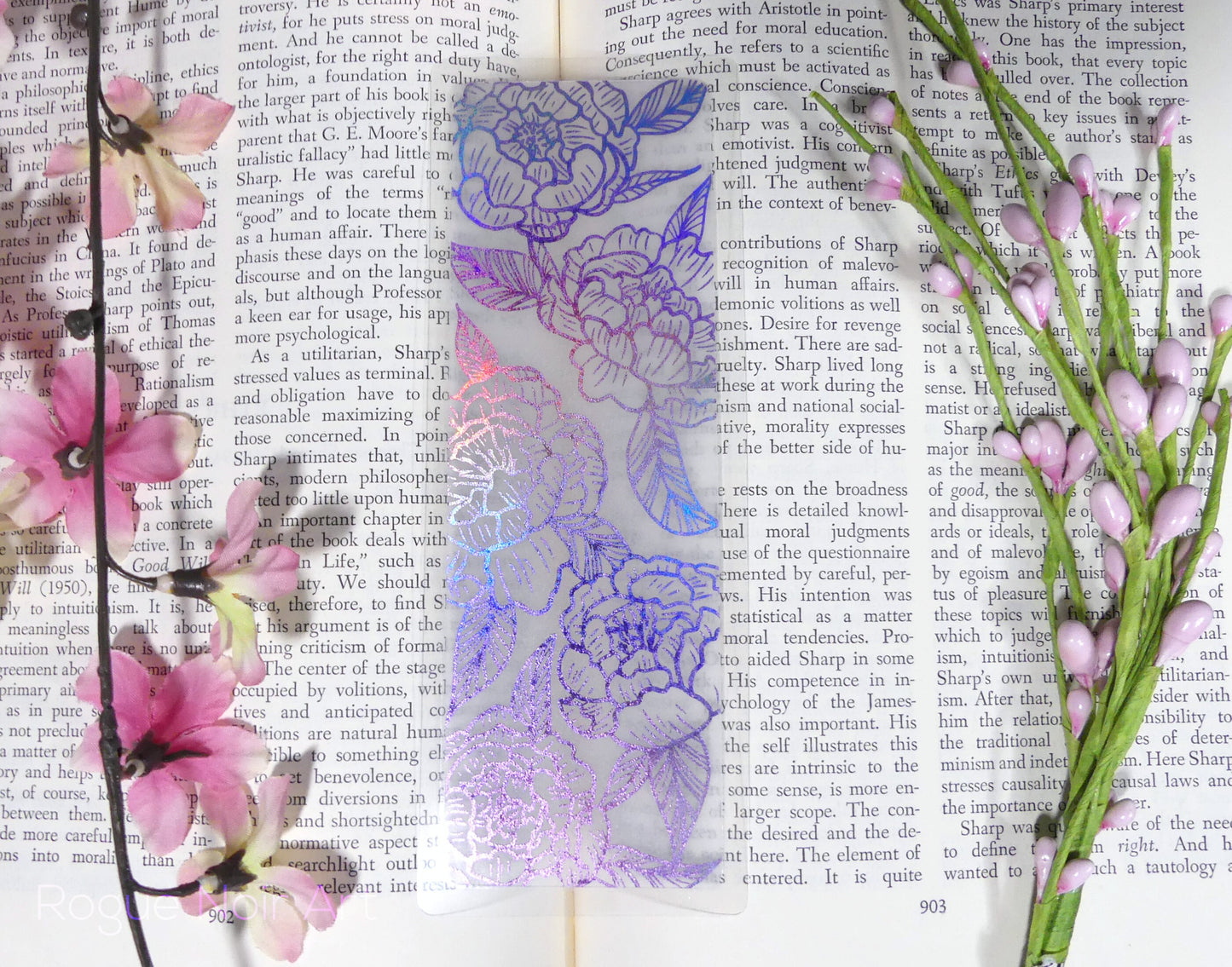 Peony Flower Bookmark - Foil and Vellum