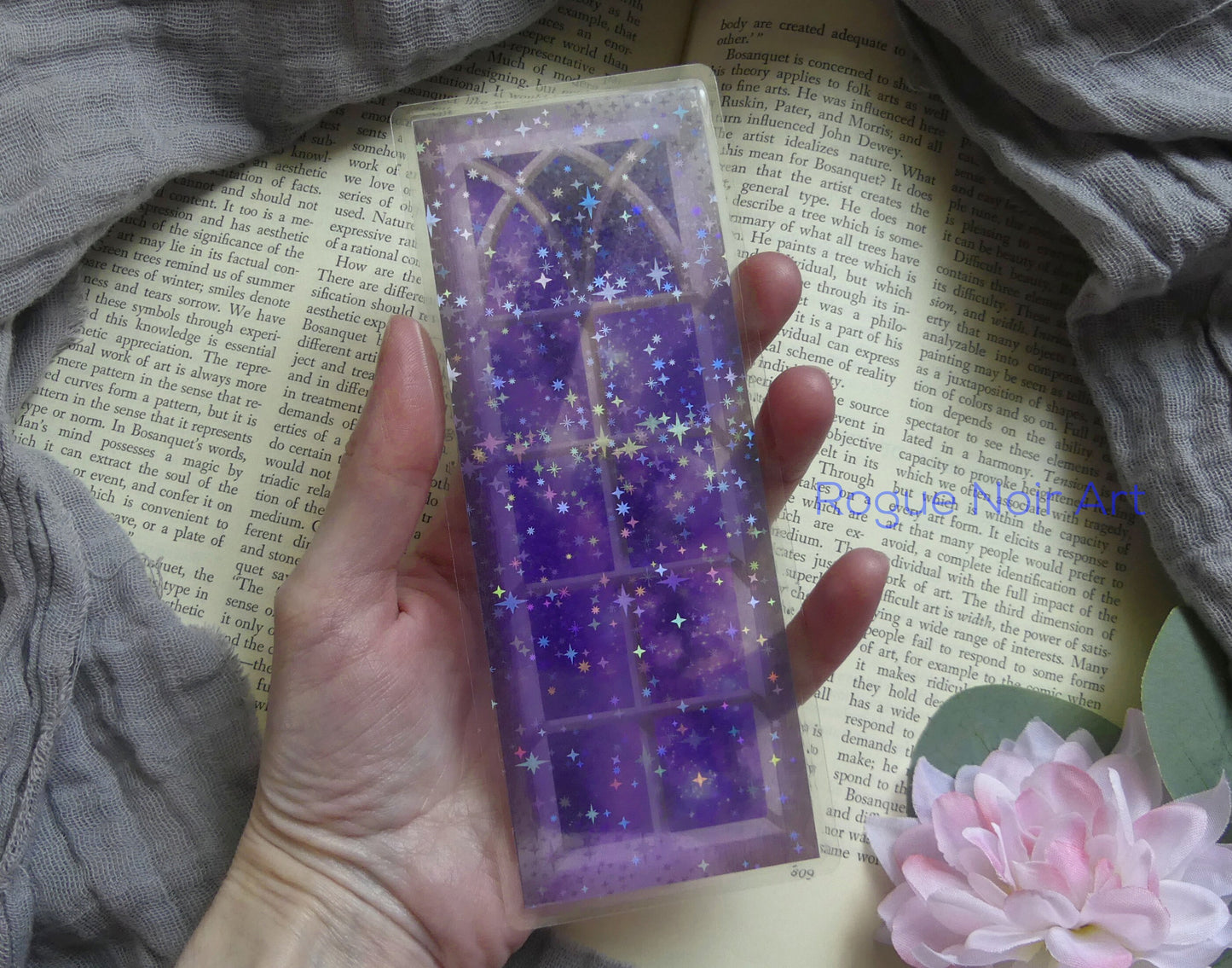 Holographic Translucent Bookmark - Cosmic Star Window