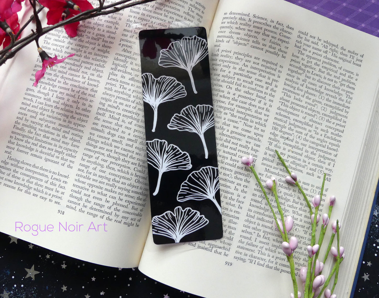 Gingko Leaves Foil Bookmark - Gold, White, Lilac, Teal, or Silver