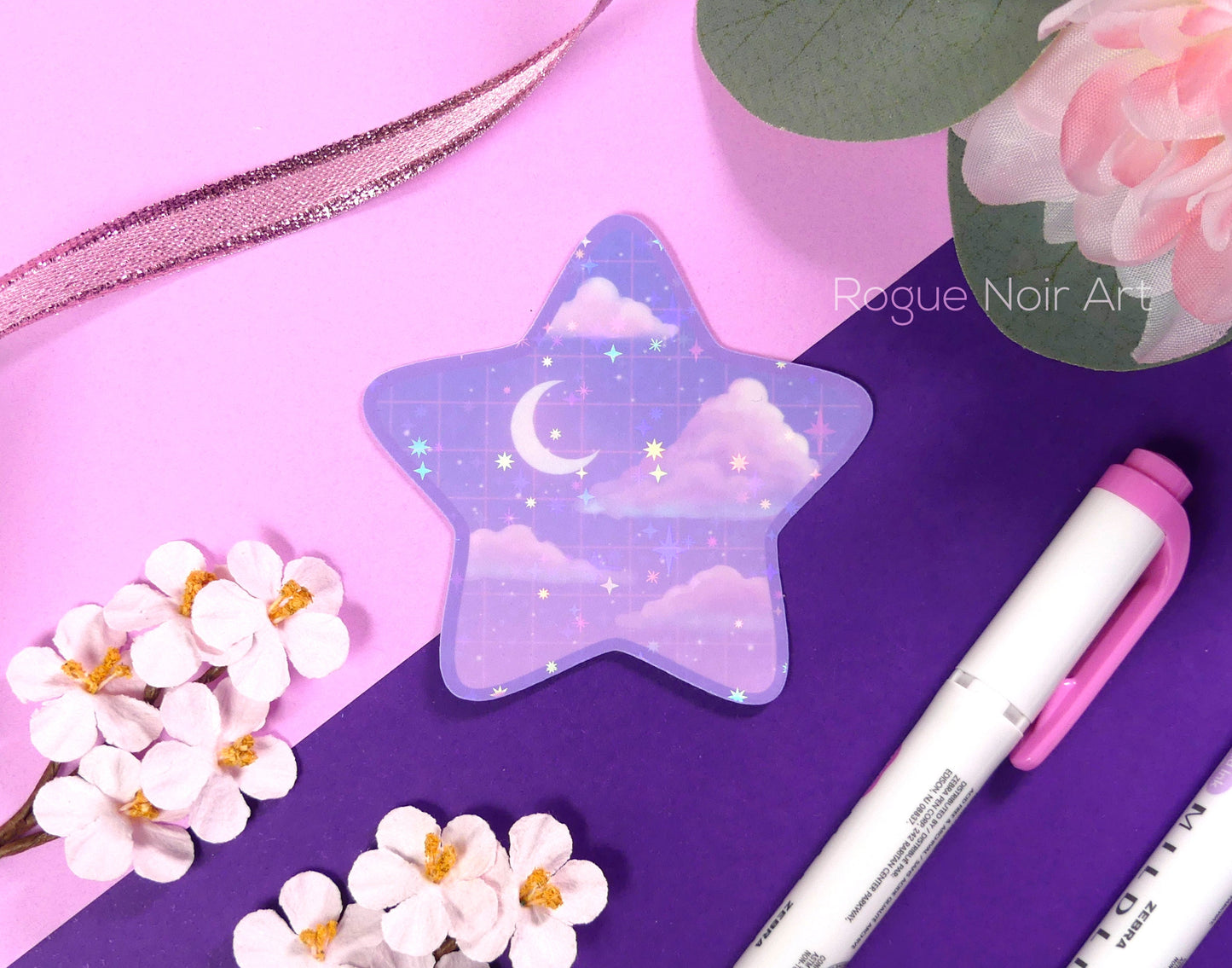 Holographic Aesthetic Sticker: Lofi Stars